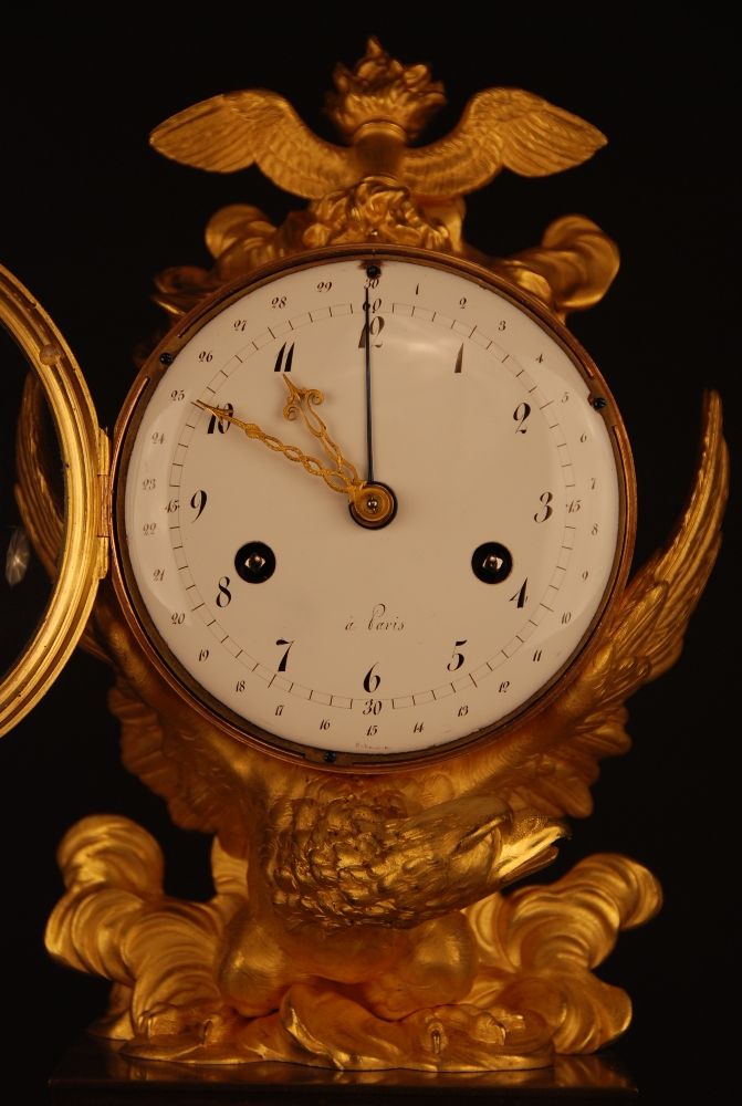 M76 Directoire - 1793-95 - gilt and patinated bronze mantle clock - afbeelding 3