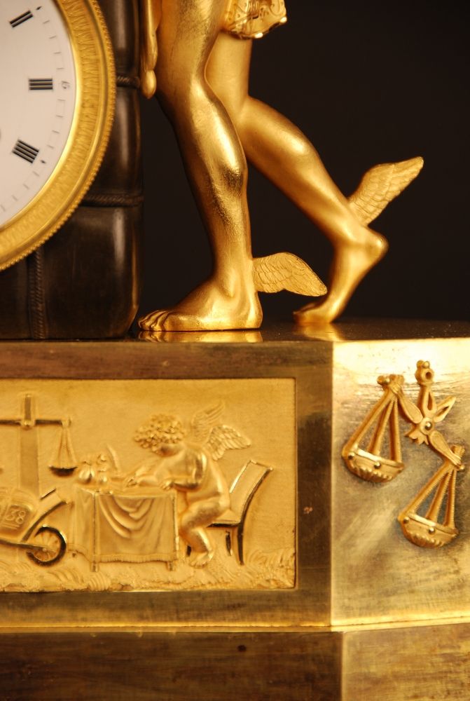 M73 French gilt bronze mantel clock, member of the 'Au bon Sauvage' familie, with a gilt statue of 'Mercury/Hermes' - image 4