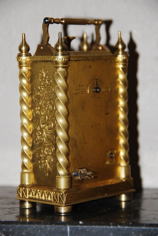 C20 Gilt bronze Pendule D'Officier with quarter repetition and alarm - image 4
