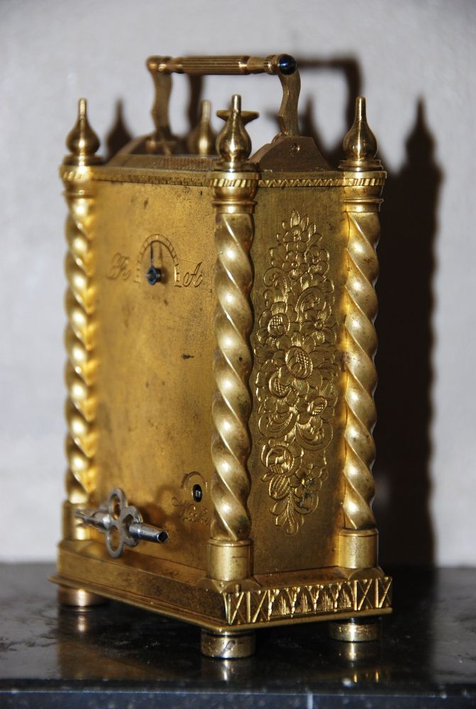 C20 Gilt bronze Pendule D'Officier with quarter repetition and alarm - image 6