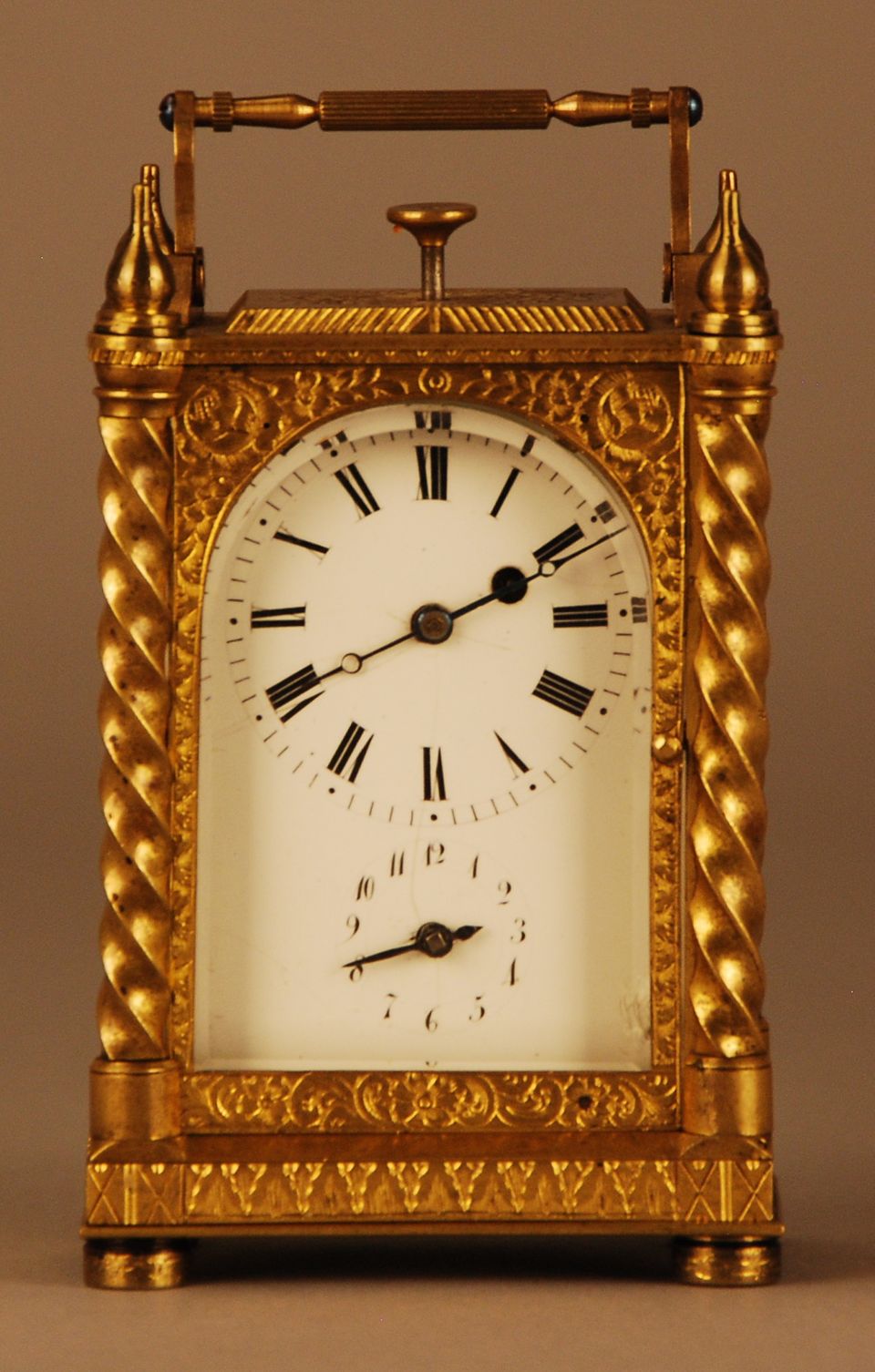 C20 Gilt bronze Pendule D'Officier with quarter repetition and alarm - image 2