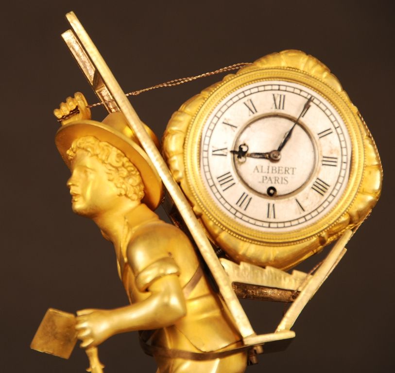 ABS-13 Gilt bronze ' portefaix' clock, miniature - afbeelding 3