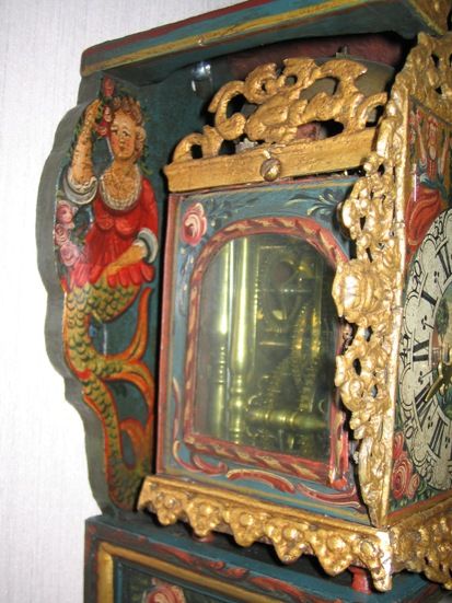 DW11 Miniature 18th century Dutch-Frisian 'stoeltjesklok schippertje' with alarm function. - afbeelding 3