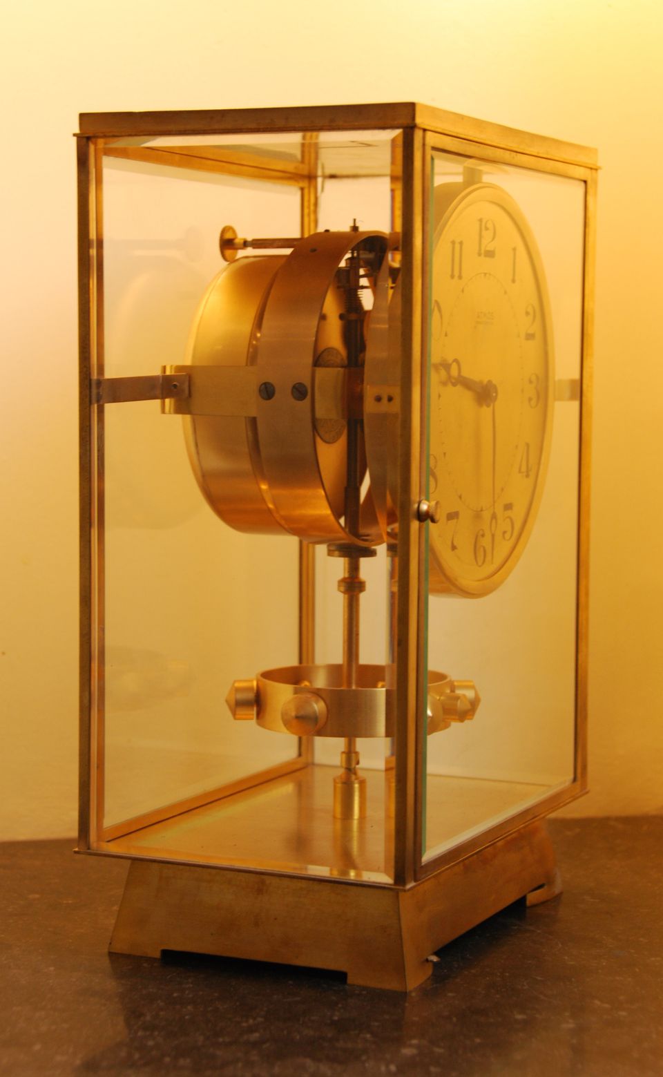 M195 Grote verguld bronzen Atmos klok, Reutter no 6259, 4 glazen, Frankrijk - afbeelding 10
