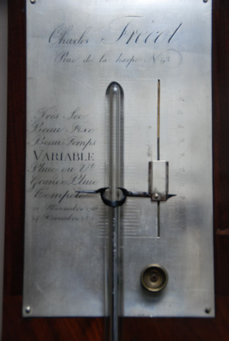 BA06 Franse Barometer/ Thermometer gesigneerd Charles Frecót - Rue de la harpe no 93 - afbeelding 6