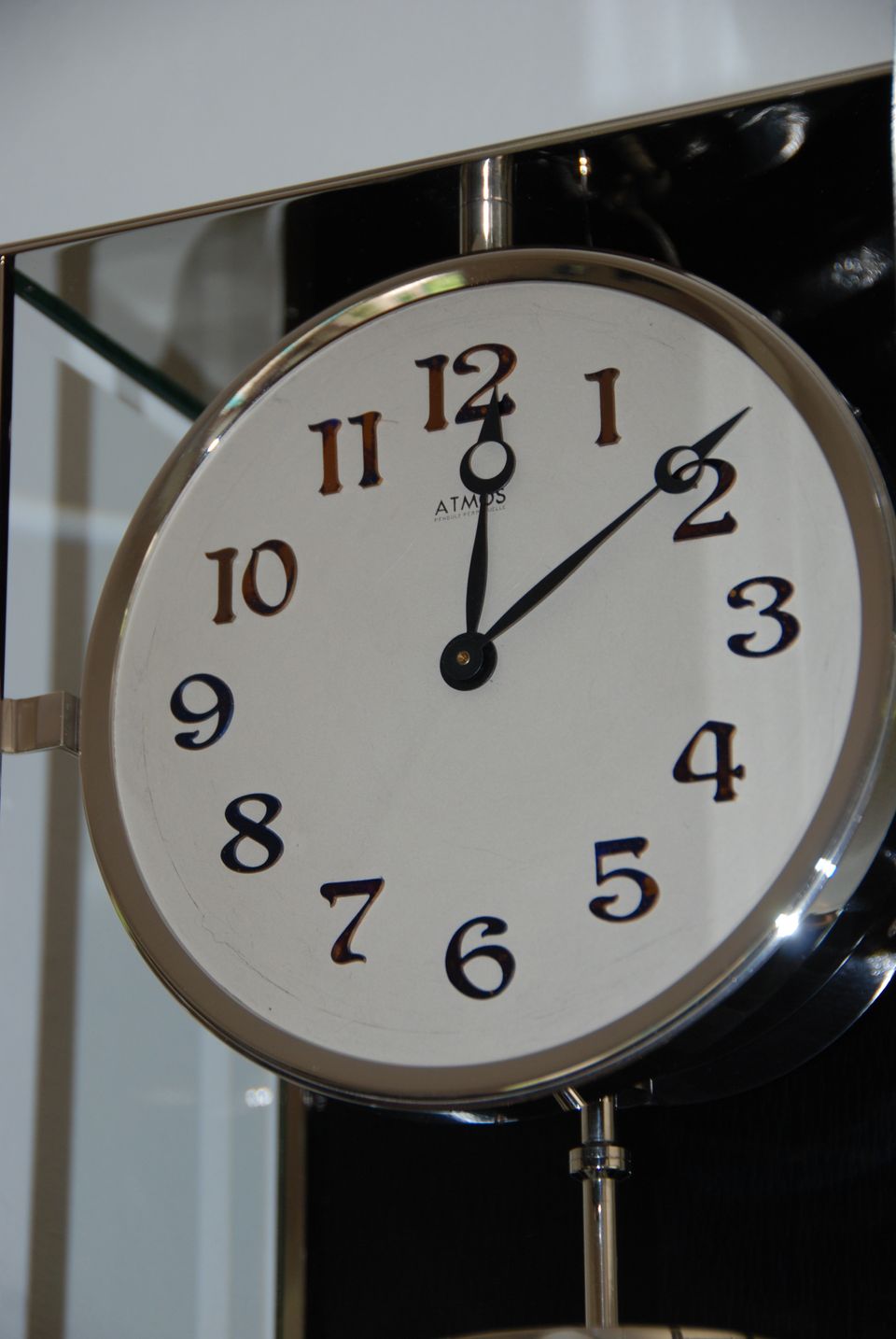 W41 Large Nickel Plated Art Deco J. L. Reutter Wall Hanging Three-Glass Atmos Clock. - image 3
