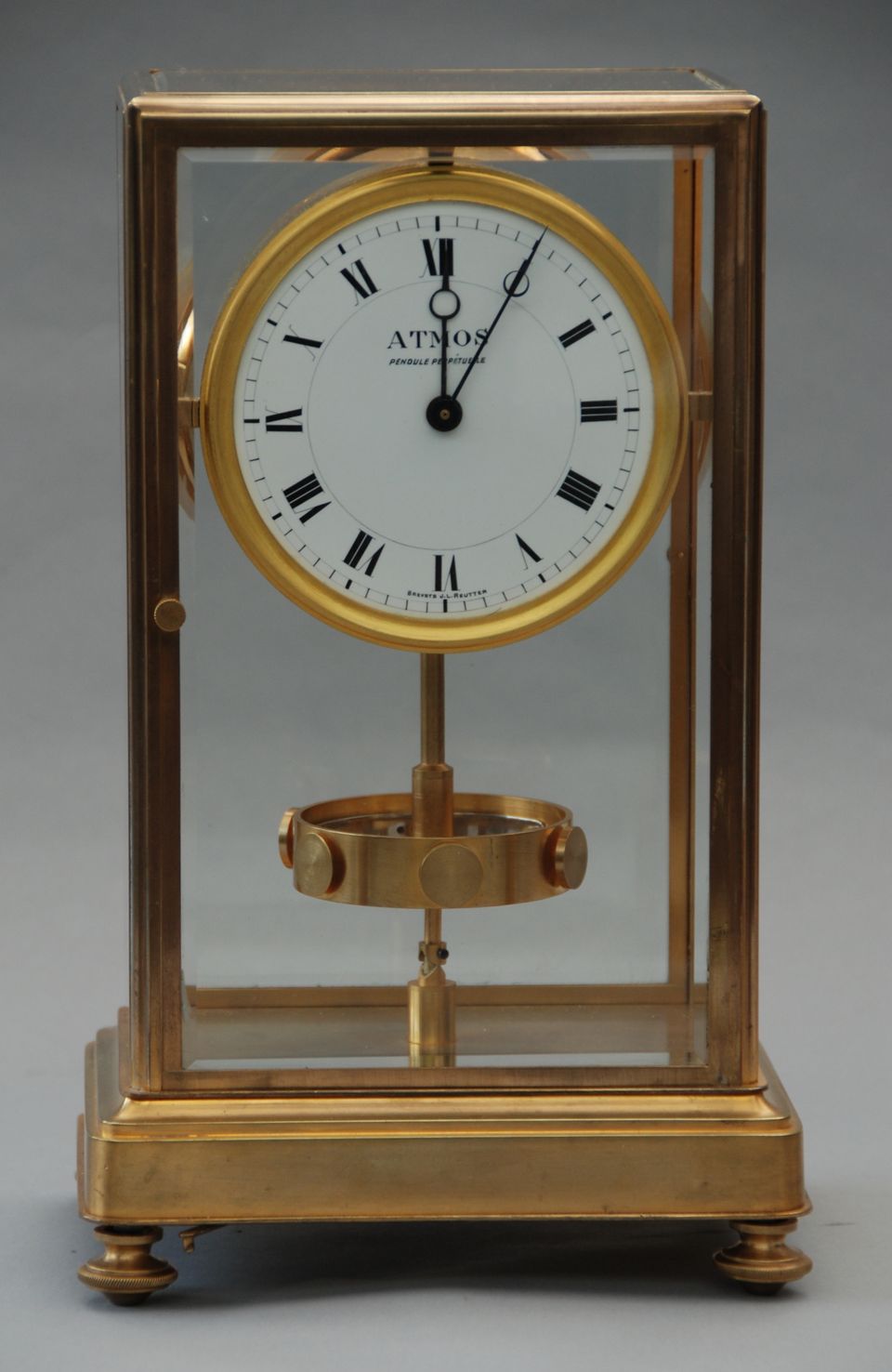 M208 Large Reutter gilt brass Atmos K1, no 321, 5 glasses, France circa 1930. - image 2