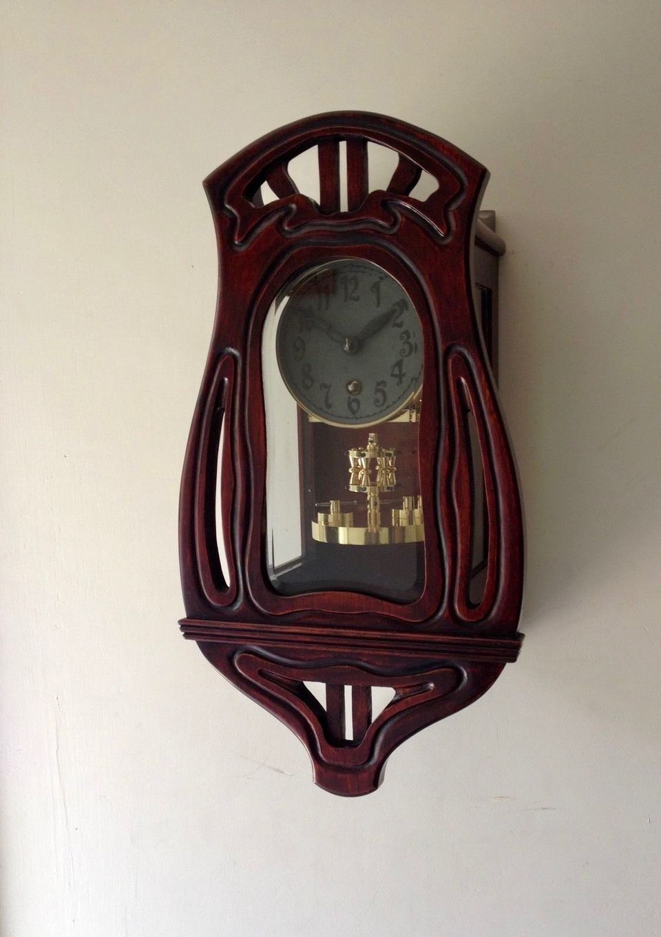 W44 Zeldzame Art Nouveau torsieslinger wandklok - afbeelding 3