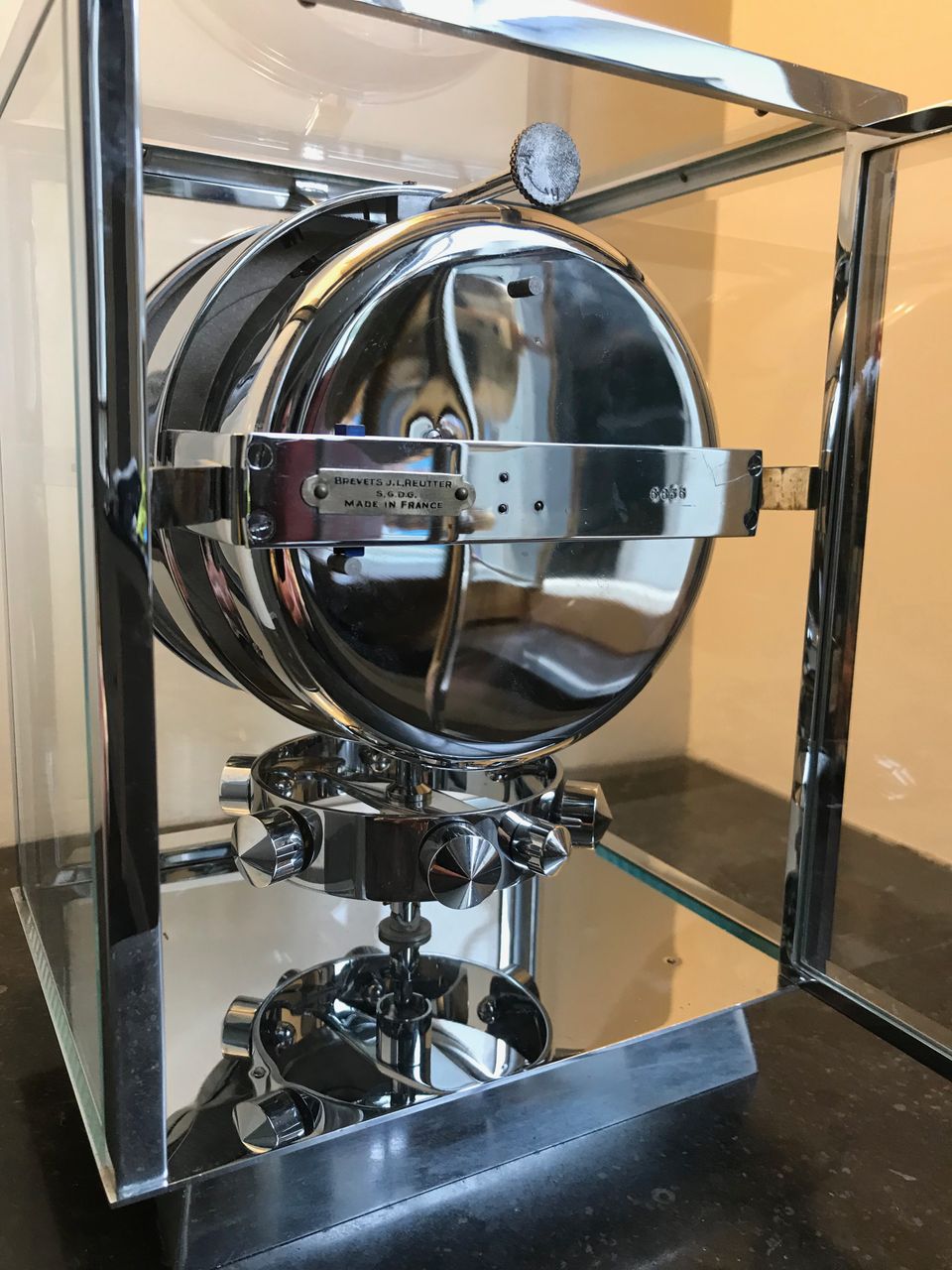 M267 Chrome plated art deco J. L. Reutter five-glass Atmos clock - image 5
