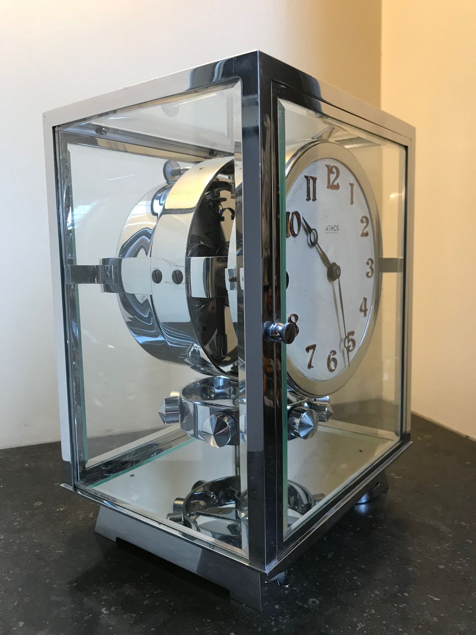 M267 Chrome plated art deco J. L. Reutter five-glass Atmos clock - image 3