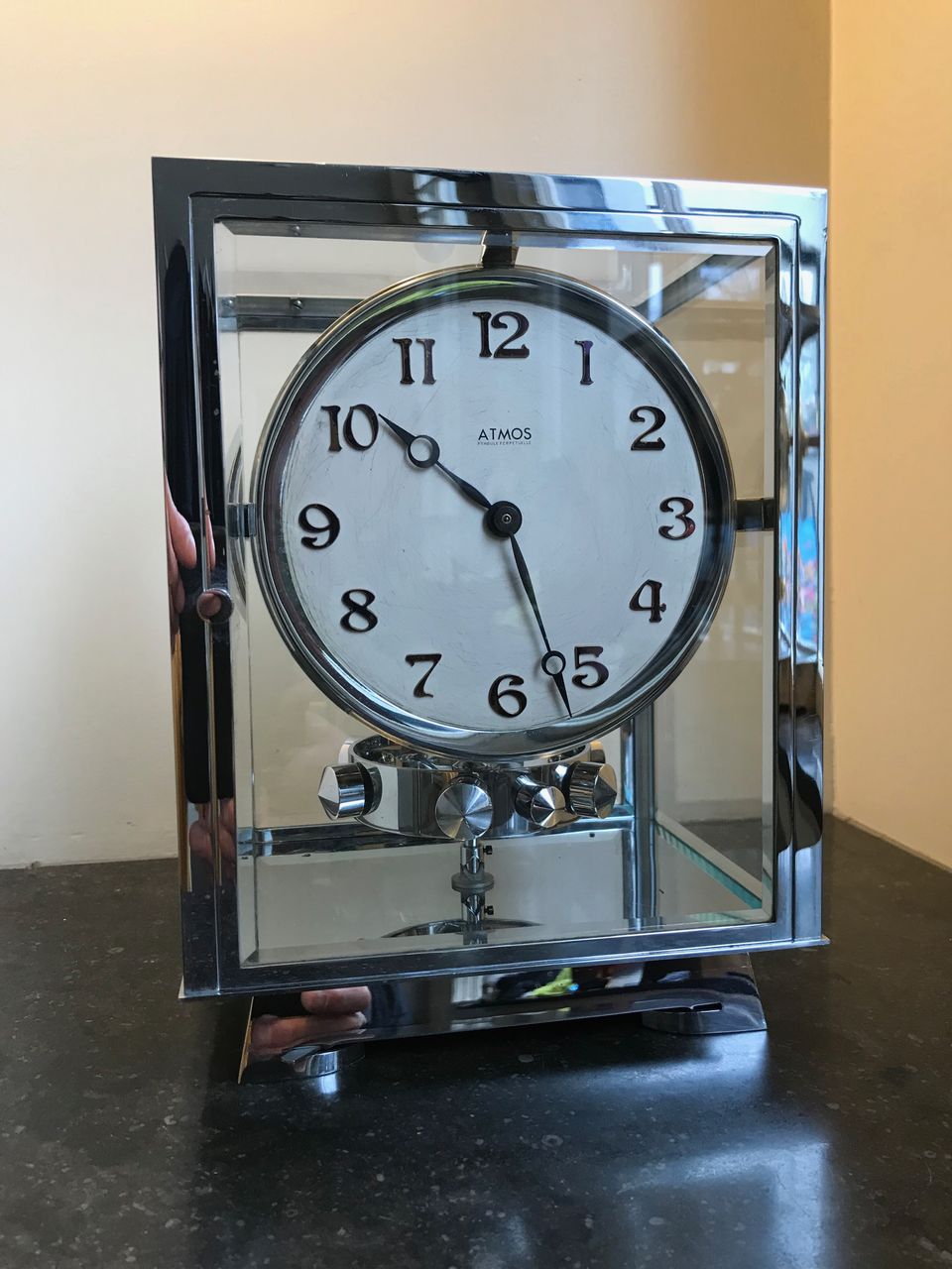 M267 Chrome plated art deco J. L. Reutter five-glass Atmos clock - image 2