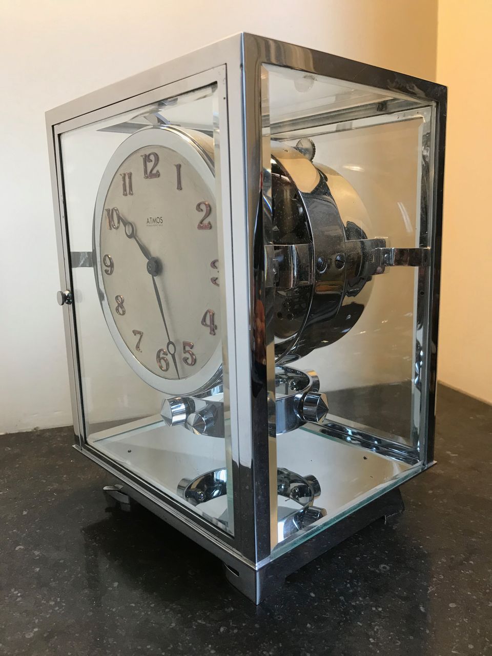 M267 Chrome plated art deco J. L. Reutter five-glass Atmos clock - image 6