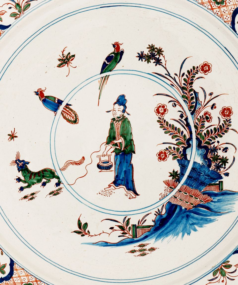 A Very Large Polychrome Chinoiserie Charger in Dutch Delftware - image 3
