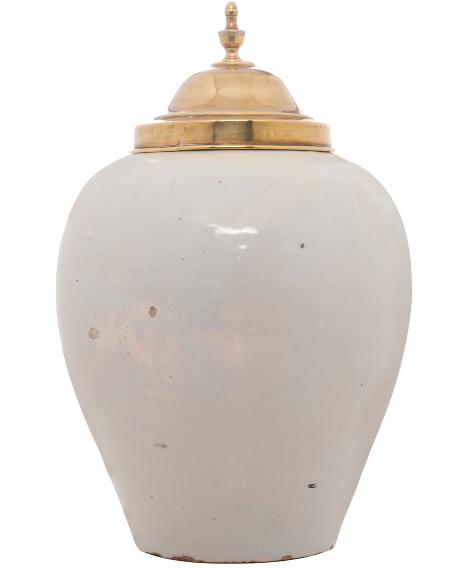 A Dutch Delft Tobaccojar 'De Hoop' with Copper Lid - image 2