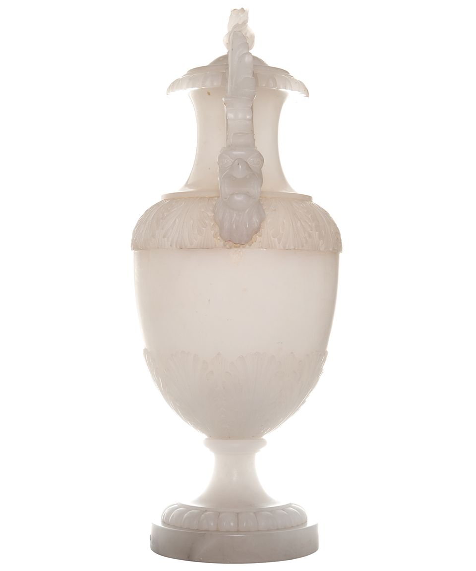 XIX Century Pair of Large Italian Alabaster Covered Urns - image 5