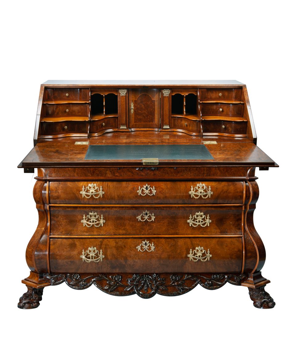 A Burr Walnut Klap Bureau - afbeelding 2
