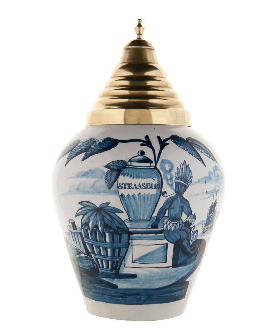 A Set of Five Blue and White Dutch Delft 'VOC' Tobacco Jars - afbeelding 5