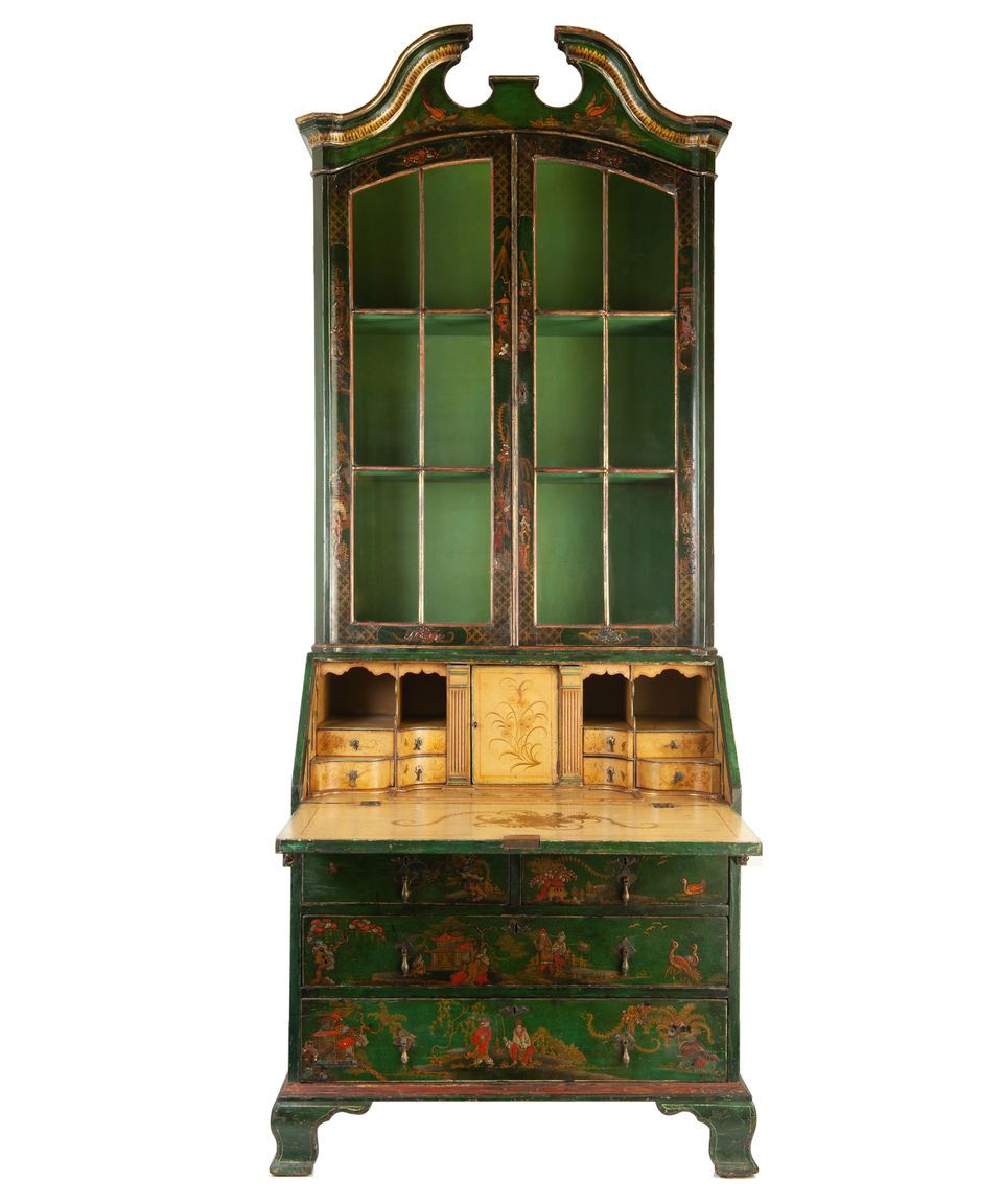 An English Laqué Secretary Bookcase with Chinoiserie Decor - image 2