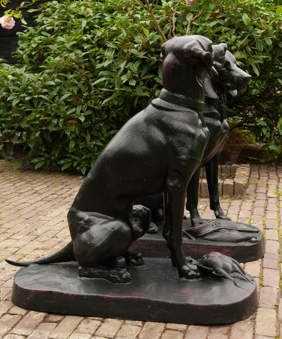 A Pair of French Life-Size Models of Hounds Entitled 'Deux Chiens Assis' - image 3