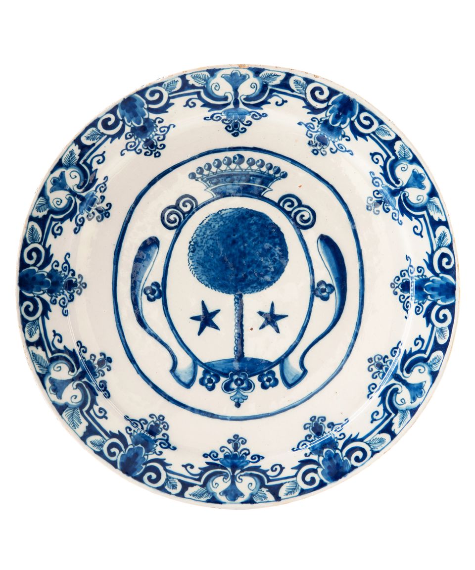 Pair Blue and White Orangist Dishes, so called 'Pannekoekjes' - afbeelding 2