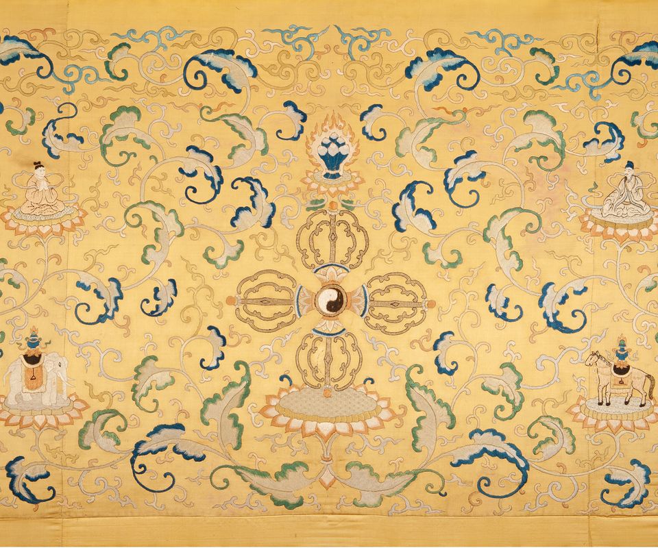 An Imperial Yellow-ground Embroidered Silk Panel - image 3