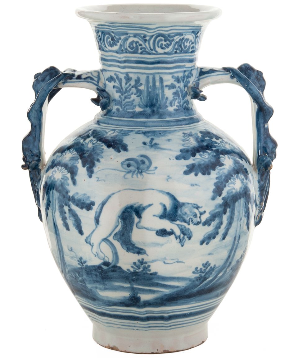 A Pair Tin-Glazed Earthenware Blue and White Vases - image 3